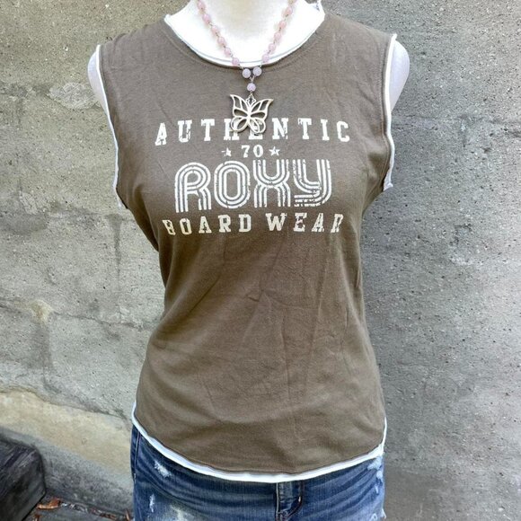 Vintage Y2K Khaki Roxy Tank Top - Picture 1 of 5